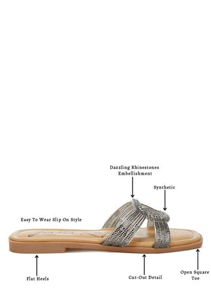 Minople Rhinestones Embellished Flat Sandals - Blu Lotus Boutique
