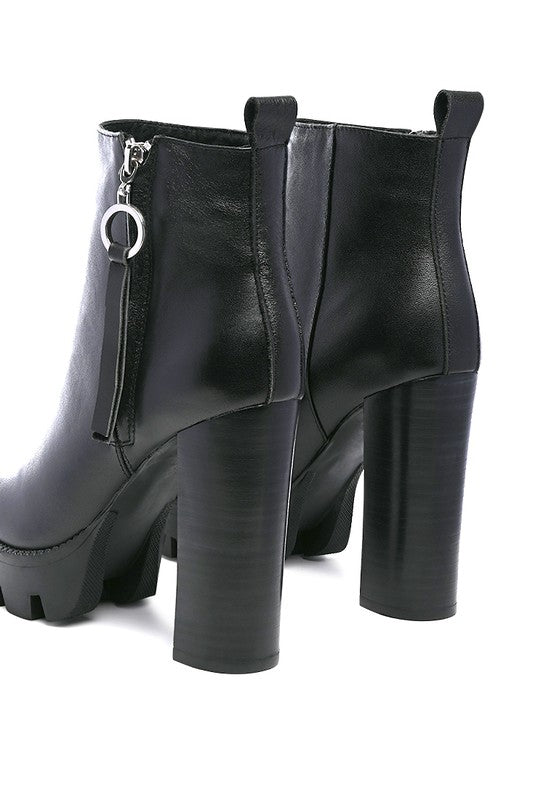 MISTRESS HIGH BLOCK HEELED CHUNKY LEATHER BOOT - Blu Lotus Boutique