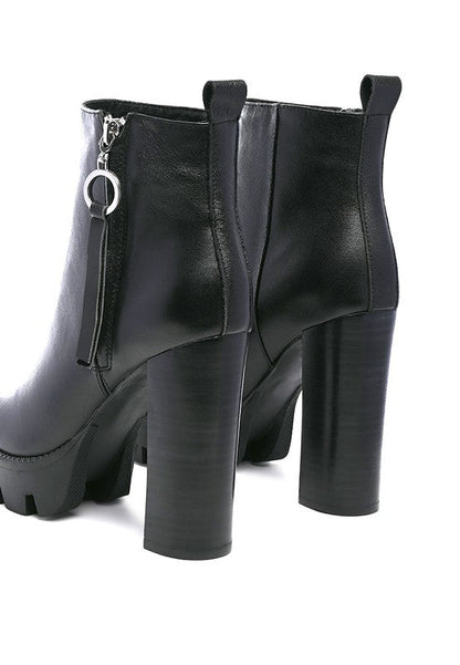 MISTRESS HIGH BLOCK HEELED CHUNKY LEATHER BOOT - Blu Lotus Boutique