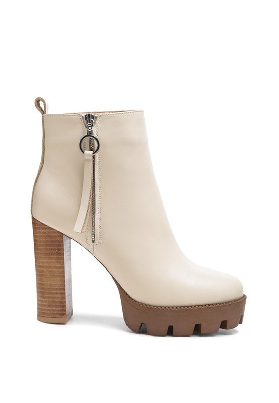 MISTRESS HIGH BLOCK HEELED CHUNKY LEATHER BOOT - Blu Lotus Boutique