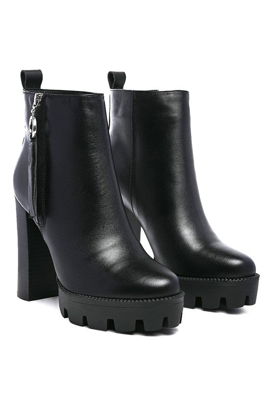 MISTRESS HIGH BLOCK HEELED CHUNKY LEATHER BOOT - Blu Lotus Boutique