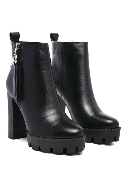 MISTRESS HIGH BLOCK HEELED CHUNKY LEATHER BOOT - Blu Lotus Boutique