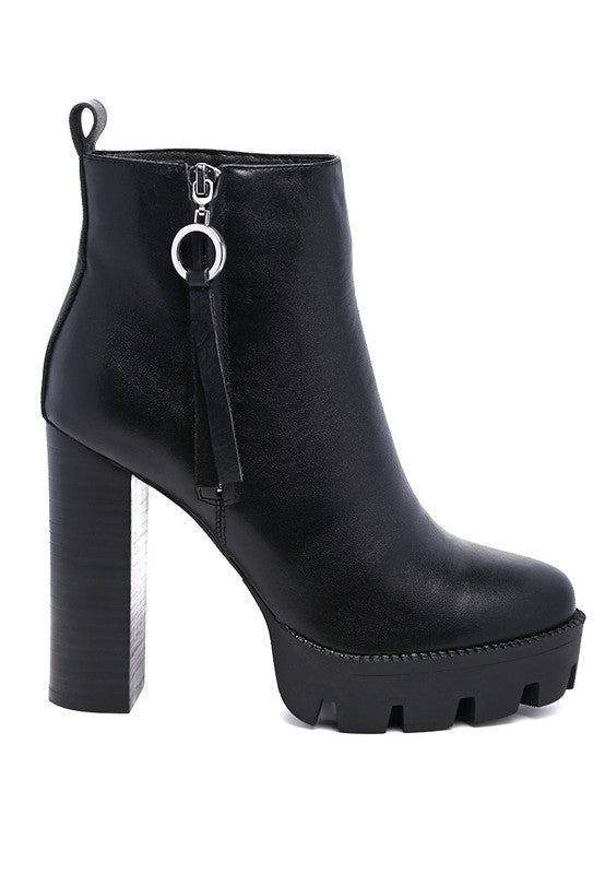 MISTRESS HIGH BLOCK HEELED CHUNKY LEATHER BOOT - Blu Lotus Boutique