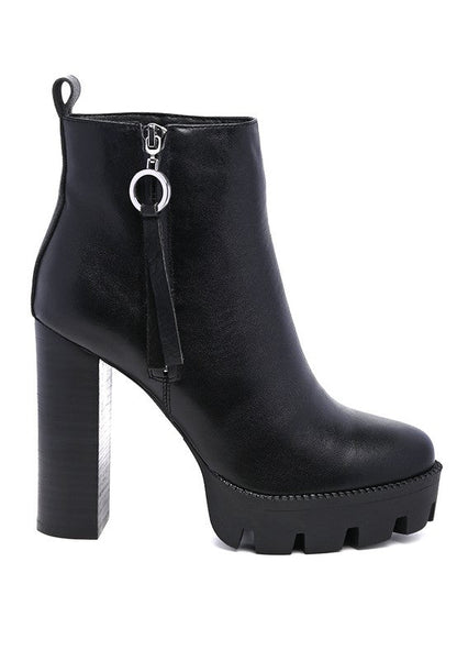 MISTRESS HIGH BLOCK HEELED CHUNKY LEATHER BOOT - Blu Lotus Boutique
