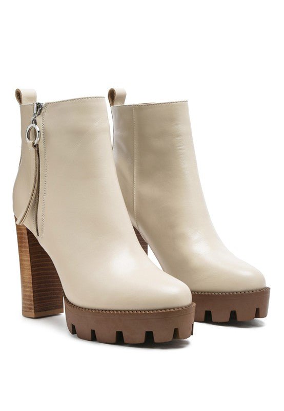 MISTRESS HIGH BLOCK HEELED CHUNKY LEATHER BOOT - Blu Lotus Boutique