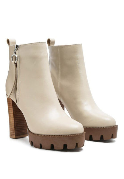 MISTRESS HIGH BLOCK HEELED CHUNKY LEATHER BOOT - Blu Lotus Boutique