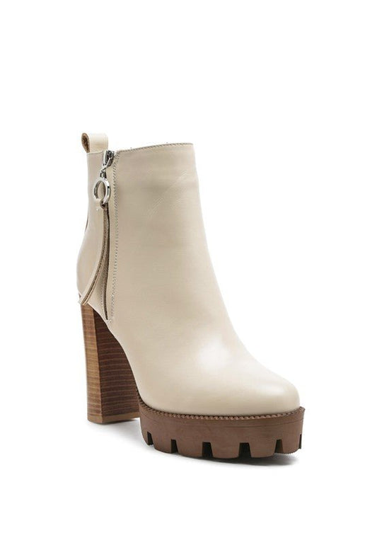 MISTRESS HIGH BLOCK HEELED CHUNKY LEATHER BOOT - Blu Lotus Boutique