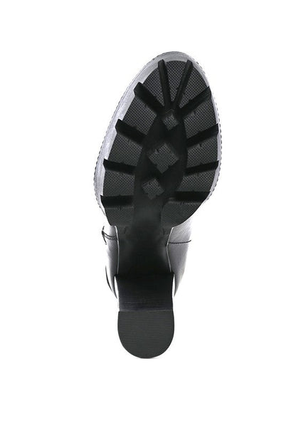MISTRESS HIGH BLOCK HEELED CHUNKY LEATHER BOOT - Blu Lotus Boutique