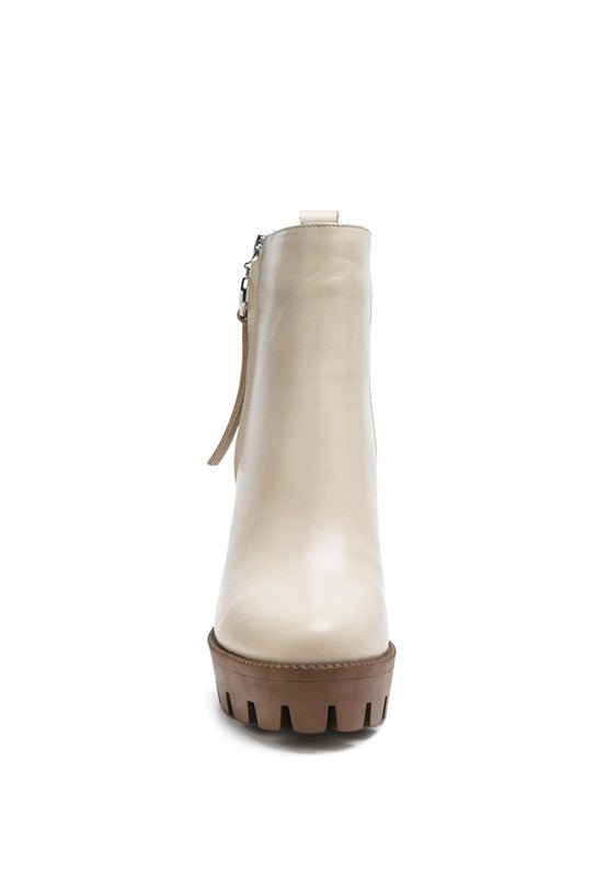 MISTRESS HIGH BLOCK HEELED CHUNKY LEATHER BOOT - Blu Lotus Boutique