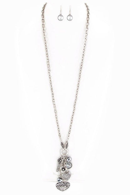 Mix Heart Charms Long Necklace Set - Blu Lotus Boutique