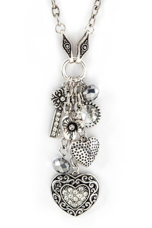 Mix Heart Charms Long Necklace Set - Blu Lotus Boutique