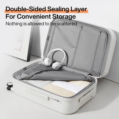 Mixi 2024 New Design Suitcase Carry On Luggage with Cup Phone Holder Hard Shell Rolling Luggage PC Spinner Wheels Trolley Case - Blu Lotus Boutique