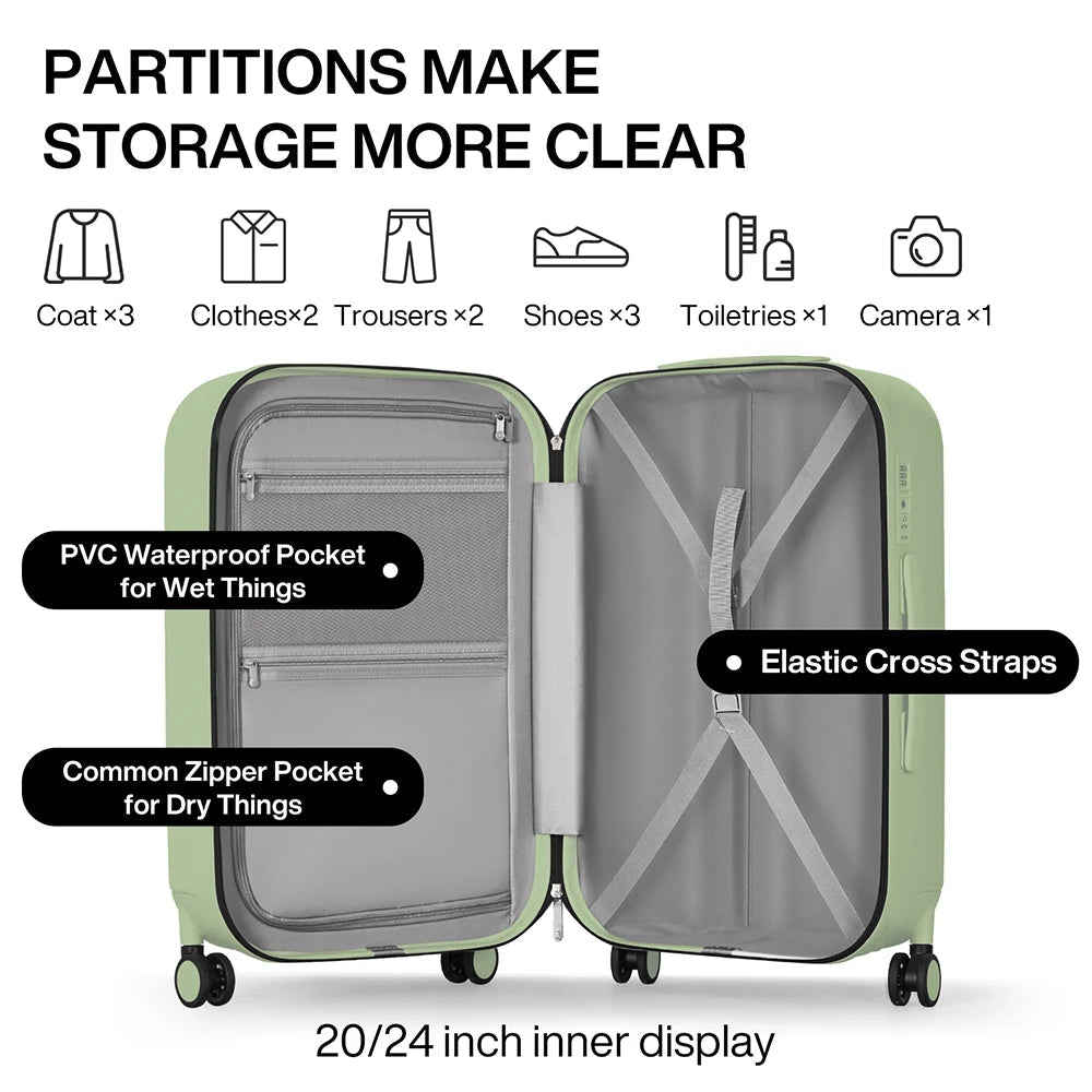Mixi Patent Design Travel Luggage Women Men Suitcase On Wheels Spinner Trolley Case Bag 18" Carry On 20" 24" Check In 100% PC - Blu Lotus Boutique