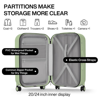 Mixi Patent Design Travel Luggage Women Men Suitcase On Wheels Spinner Trolley Case Bag 18" Carry On 20" 24" Check In 100% PC - Blu Lotus Boutique
