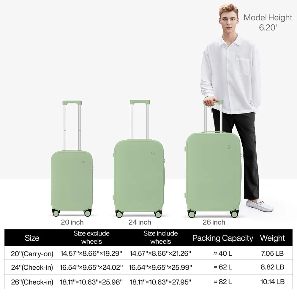 Mixi Patent Design Travel Luggage Women Men Suitcase On Wheels Spinner Trolley Case Bag 18" Carry On 20" 24" Check In 100% PC - Blu Lotus Boutique