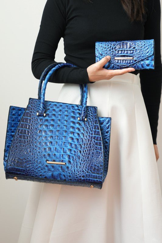MKF Collection Viridiana Croc - Embossed Tote Bag - Blu Lotus Boutique