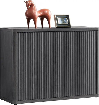 Modern 46.6" Wide Buffet Cabinet with 3 Doors, Storage, and Fluted Design for Media Console and Sideboard Use - Blu Lotus Boutique