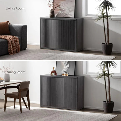 Modern 46.6" Wide Buffet Cabinet with 3 Doors, Storage, and Fluted Design for Media Console and Sideboard Use - Blu Lotus Boutique