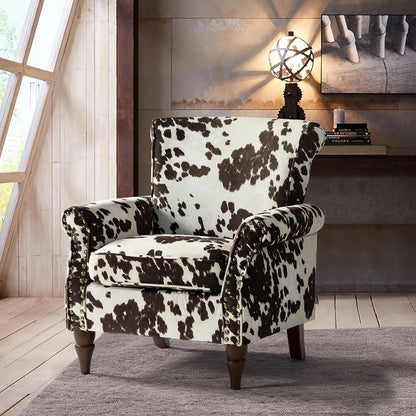 Modern Wingback Accent Chair With Wood Legs & Removable Cushion, Stadium Seats For Sports Fields, Sport Event, Comfy Upholstered Armchair With Nailhead Trim, Floral Pattern Sofa Chair For Bedroom Living Room, Floral - Blu Lotus Boutique