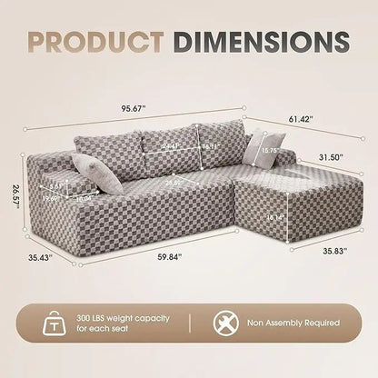 Modular L - Shaped 3 - Seat Sectional | Memory Foam with Deep Seating & Storage Modules | Living Room Sofa - Blu Lotus Boutique