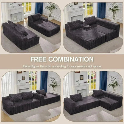 Modular L - Shaped 3 - Seat Sectional | Memory Foam with Deep Seating & Storage Modules | Living Room Sofa - Blu Lotus Boutique