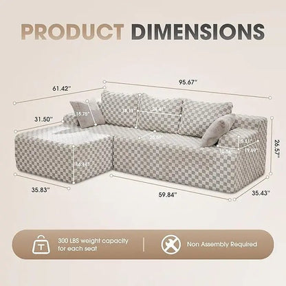 Modular L - Shaped 3 - Seat Sectional | Memory Foam with Deep Seating & Storage Modules | Living Room Sofa - Blu Lotus Boutique