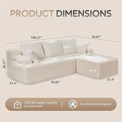 Modular L - Shaped 3 - Seat Sectional | Memory Foam with Deep Seating & Storage Modules | Living Room Sofa - Blu Lotus Boutique