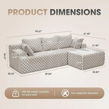 Modular L - Shaped 3 - Seat Sectional | Memory Foam with Deep Seating & Storage Modules | Living Room Sofa - Blu Lotus Boutique