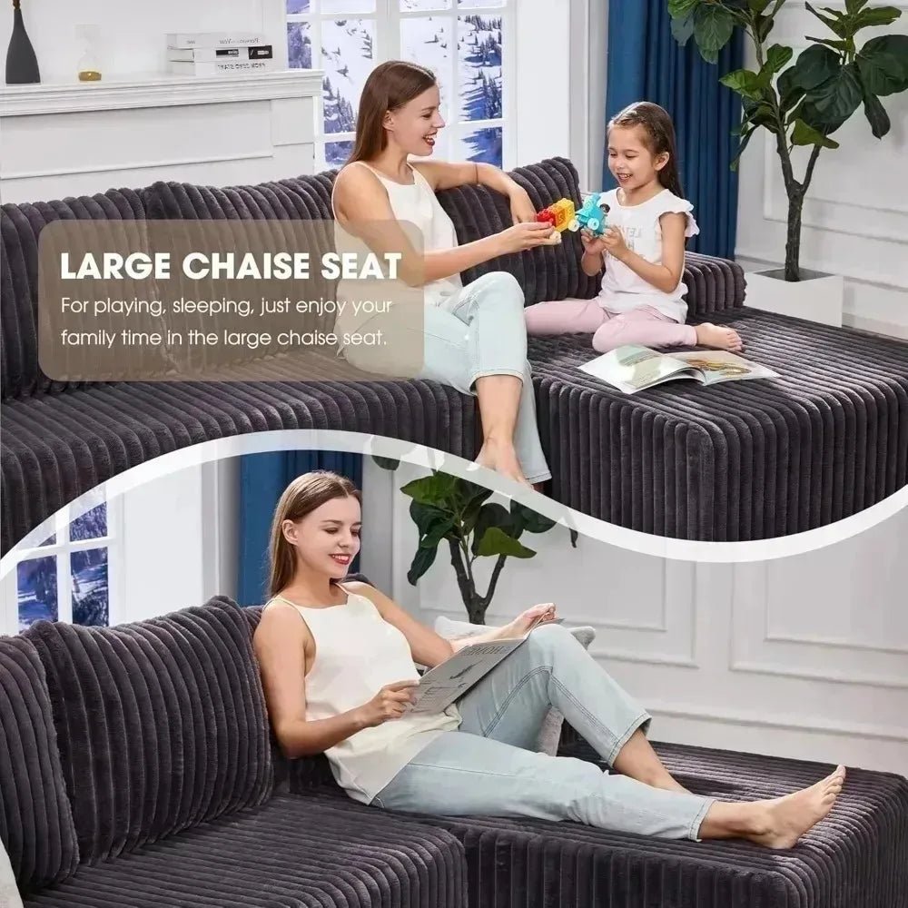 Modular L - Shaped 3 - Seat Sectional | Memory Foam with Deep Seating & Storage Modules | Living Room Sofa - Blu Lotus Boutique
