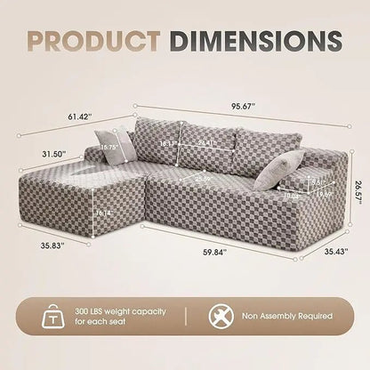 Modular L - Shaped 3 - Seat Sectional | Memory Foam with Deep Seating & Storage Modules | Living Room Sofa - Blu Lotus Boutique