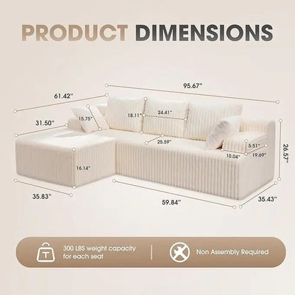Modular L - Shaped 3 - Seat Sectional | Memory Foam with Deep Seating & Storage Modules | Living Room Sofa - Blu Lotus Boutique