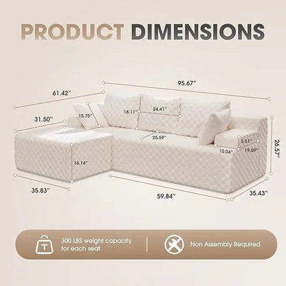 Modular L - Shaped 3 - Seat Sectional | Memory Foam with Deep Seating & Storage Modules | Living Room Sofa - Blu Lotus Boutique