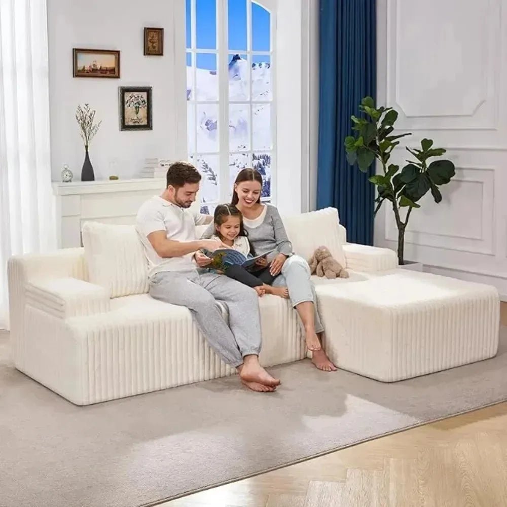 Modular L - Shaped 3 - Seat Sectional | Memory Foam with Deep Seating & Storage Modules | Living Room Sofa - Blu Lotus Boutique