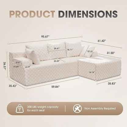 Modular L - Shaped 3 - Seat Sectional | Memory Foam with Deep Seating & Storage Modules | Living Room Sofa - Blu Lotus Boutique