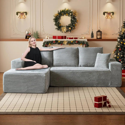 Modular Sectional Sofa Cloud Sectional Couch, 107" Comfy Fluffy L Shaped Black Couches for Living Room, Deep Seat Memory Foam - Blu Lotus Boutique