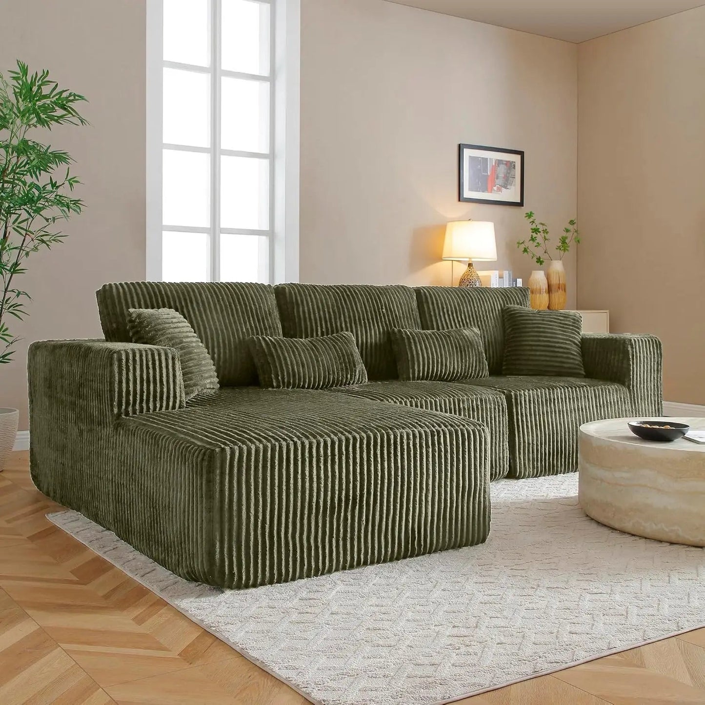 Modular Sectional Sofa Cloud Sectional Couch, 107" Comfy Fluffy L Shaped Black Couches for Living Room, Deep Seat Memory Foam - Blu Lotus Boutique
