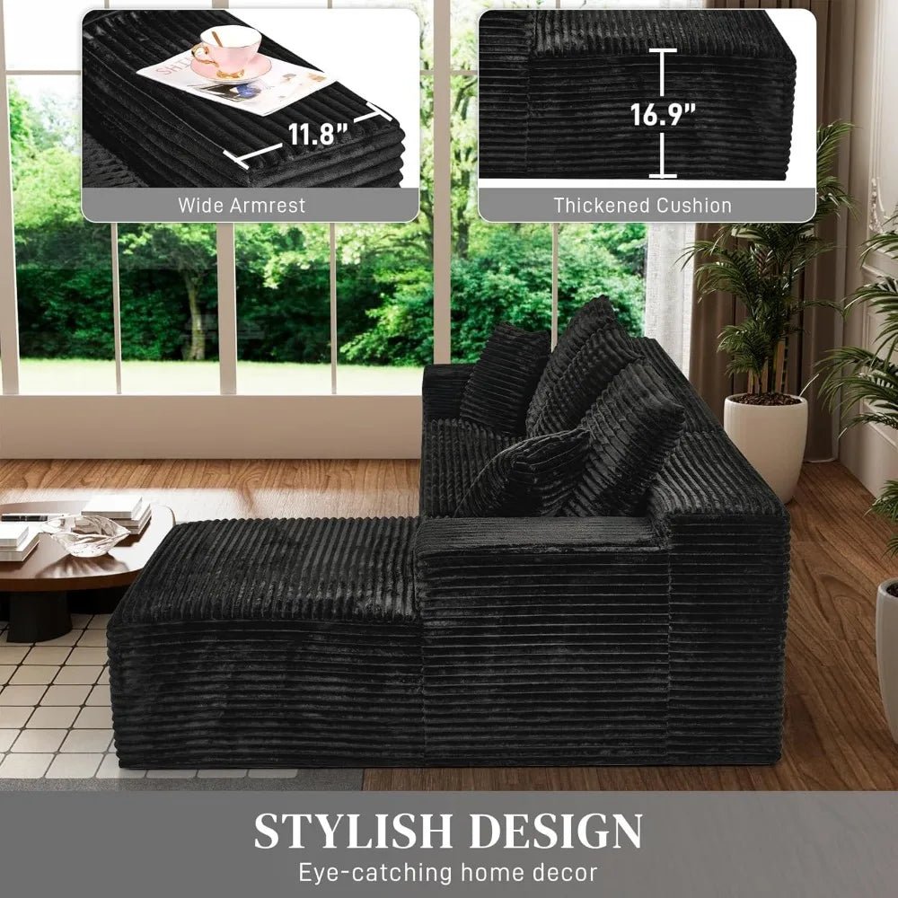 Modular Sectional Sofa Cloud Sectional Couch, 107" Comfy Fluffy L Shaped Black Couches for Living Room, Deep Seat Memory Foam - Blu Lotus Boutique