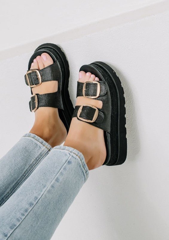 MONIQUE TH BUCKLED FASHION WEDGES - Blu Lotus Boutique