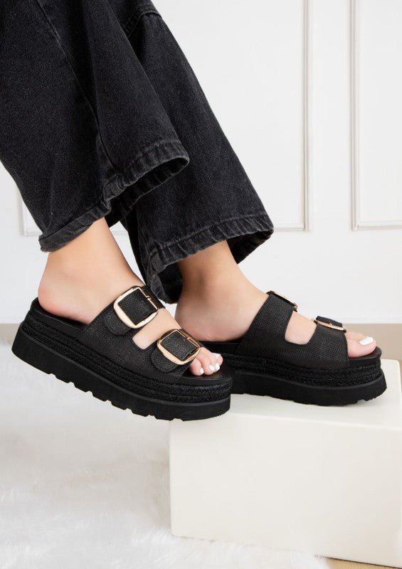 MONIQUE TH BUCKLED FASHION WEDGES - Blu Lotus Boutique