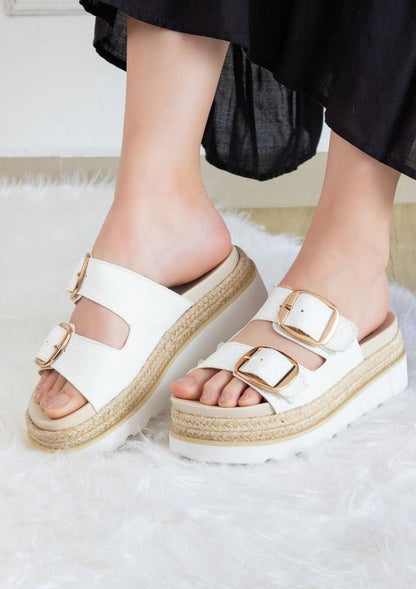 MONIQUE TH BUCKLED FASHION WEDGES - Blu Lotus Boutique