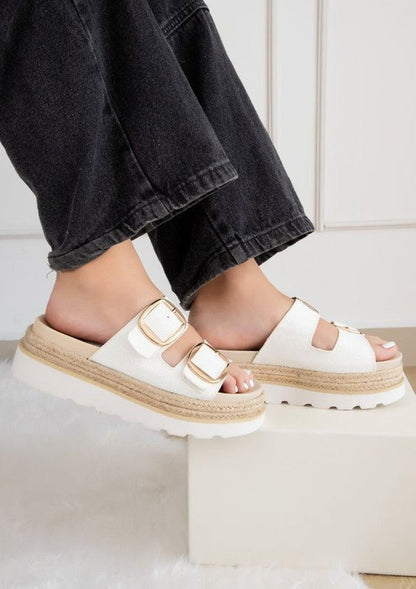MONIQUE TH BUCKLED FASHION WEDGES - Blu Lotus Boutique