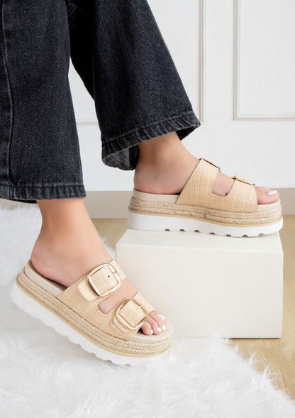 MONIQUE TH BUCKLED FASHION WEDGES - Blu Lotus Boutique