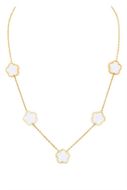 MOP Clover Station Necklace - Blu Lotus Boutique