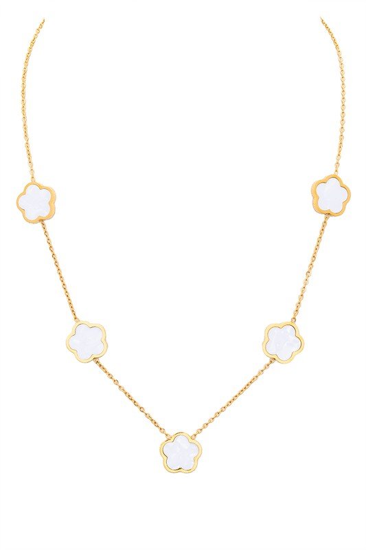 MOP Clover Station Necklace - Blu Lotus Boutique