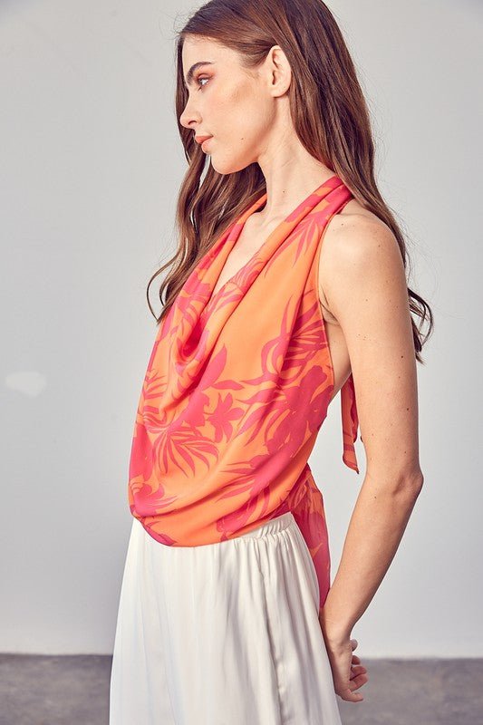 Multi Color Cowl Neck Top - Blu Lotus Boutique