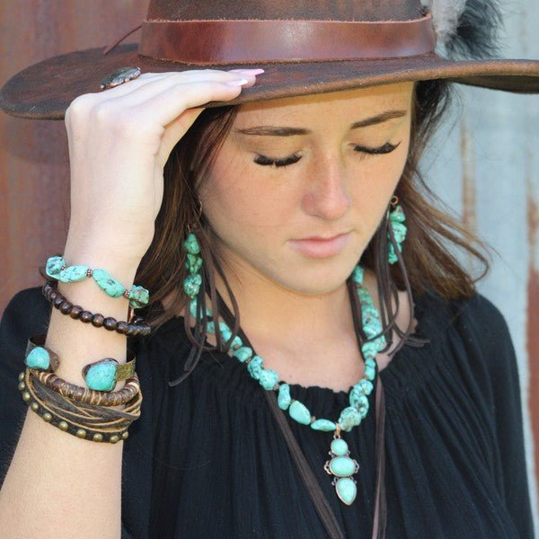 Multi - Strand Leather Cuff with Antique Gold Studs - Blu Lotus Boutique