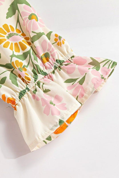 Multicolour Half Sleeve Boho Floral Blouse - Blu Lotus Boutique