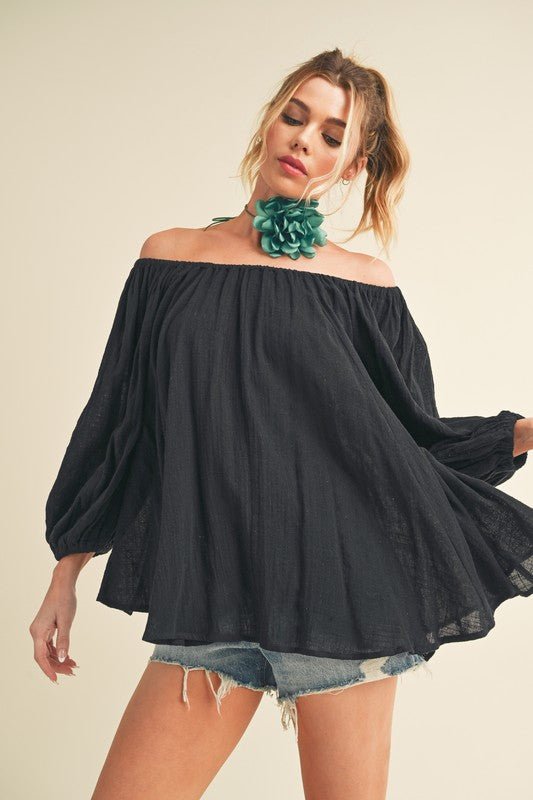 Nately Off Shoulder Tunic Dress - Blu Lotus Boutique