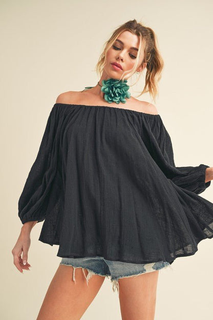 Nately Off Shoulder Tunic Dress - Blu Lotus Boutique