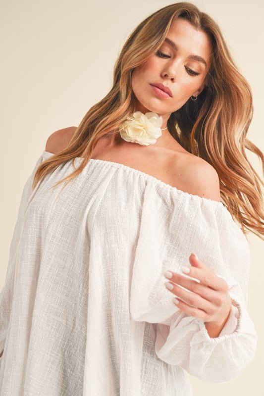 Nately Off Shoulder Tunic Dress - Blu Lotus Boutique